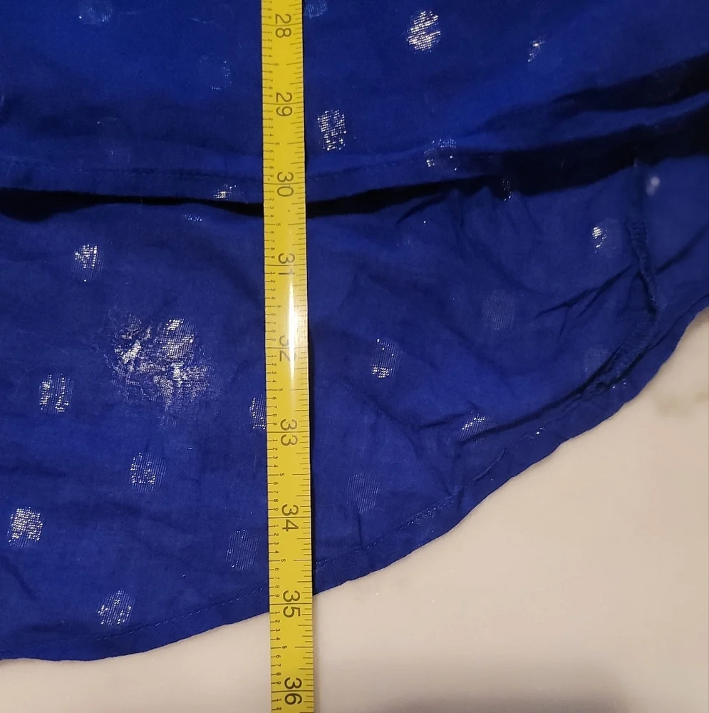 Old Navy 100% Cotton Bright Cobalt Blue and Silver Sleeveless Dress Size 8
